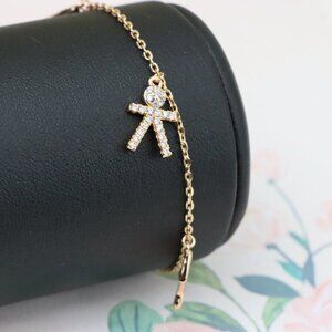 "Chic Rose Gold Charm Bracelet with Crown, Music & Stick Figure, XPBL0872